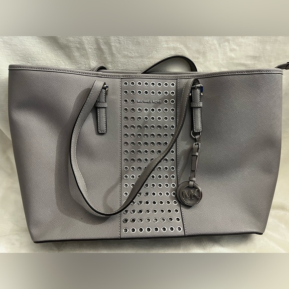 Michael Kors Grey Saffiano Laptop Bag - Picture 1 of 5